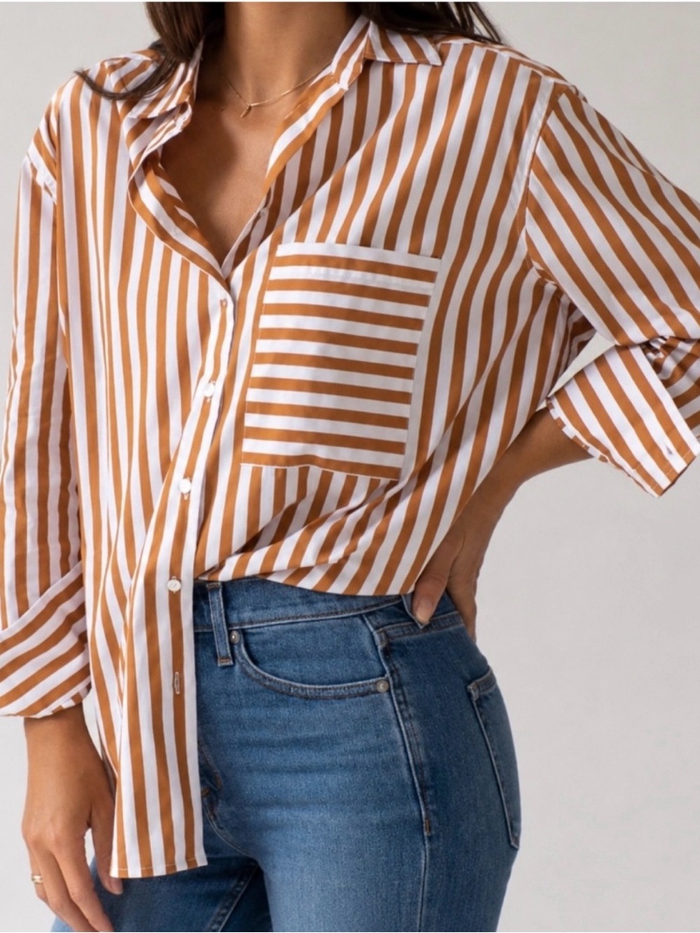 Ayr The Deep End Orange Stripe Button Down Shirt Sz Xs